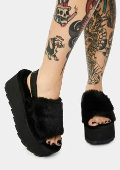 Y.R.U. Platforms Qozii Faux Fur Platform Slides