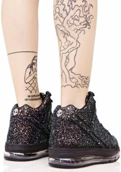 Y.R.U. Black Qozmo Aiire Glitter Sneaker