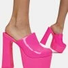 Y.R.U. Pink Patent Stardust Platform Mules Platforms
