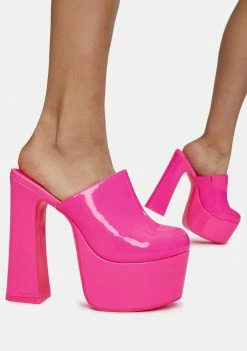 Y.R.U. Pink Patent Stardust Platform Mules Platforms