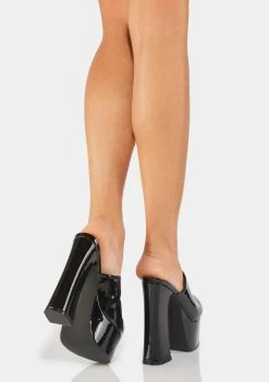 Y.R.U. Black Stardust Platform Clogs Platforms